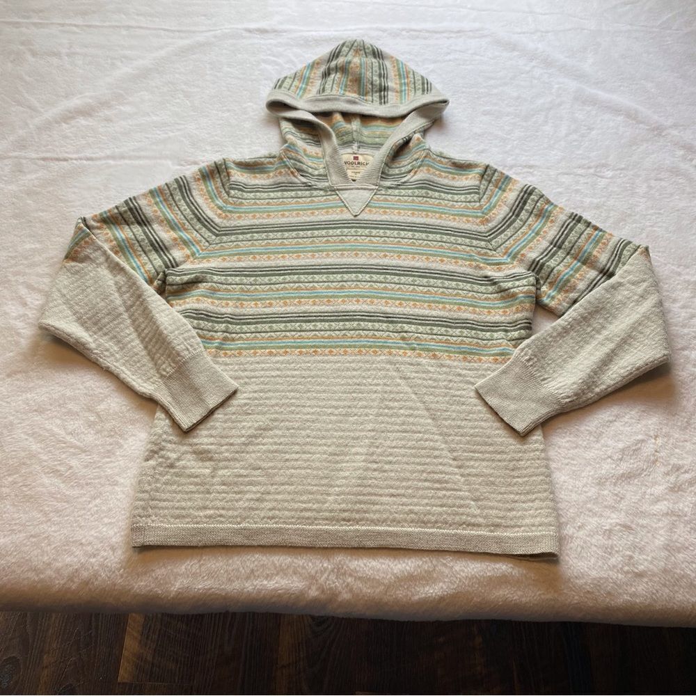 Woolrich British Tan Hooded Wool Blend Sweater Size Medium
